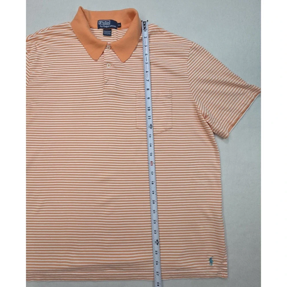 Polo Ralph Lauren POCKET Polo Shirt Mens XL Lightweight Orange Miami Blue Pony